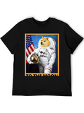 Doge Astronaut To The Moon Black T-Shirt