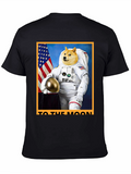 Doge Astronaut To The Moon Black T-Shirt