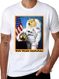 Doge Astronaut To The Moon Black T-Shirt
