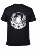 Frog Floral Graphic Black T-Shirt
