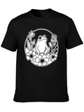 Frog Floral Graphic Black T-Shirt