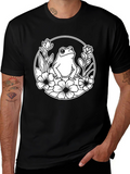 Frog Floral Graphic Black T-Shirt