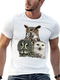 Owl Trio Graphic Tee - Black Cotton T-Shirt