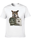 Owl Trio Graphic Tee - Black Cotton T-Shirt