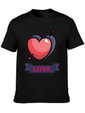 Love Heart Arrow Graphic Black T-Shirt