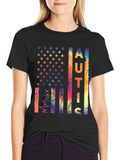 Autism Awareness USA Flag Graphic T-Shirt