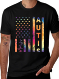 Autism Awareness USA Flag Graphic T-Shirt