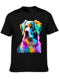 Rainbow Dog Portrait Black T-Shirt