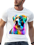 Rainbow Dog Portrait Black T-Shirt