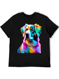 Rainbow Dog Portrait Black T-Shirt