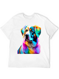 Rainbow Dog Portrait Black T-Shirt