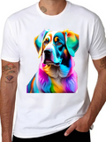 Rainbow Dog Portrait Black T-Shirt