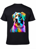 Rainbow Dog Portrait Black T-Shirt