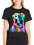 Rainbow Dog Portrait Black T-Shirt