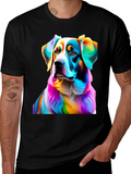 Rainbow Dog Portrait Black T-Shirt
