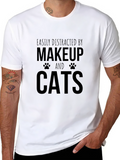 Easily Distracted by Makeup and Cats T-Shirt