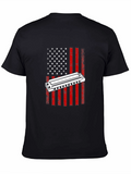 Harmonica American Flag Graphic T-Shirt