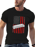 Harmonica American Flag Graphic T-Shirt