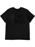 I Want Daisies Black Graphic Tee