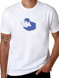 Blue Sheep Graphic Black T-Shirt
