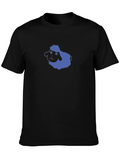 Blue Sheep Graphic Black T-Shirt