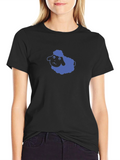 Blue Sheep Graphic Black T-Shirt