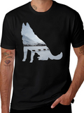 Husky Dog Sledding Graphic Tee - Black