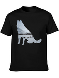 Husky Dog Sledding Graphic Tee - Black