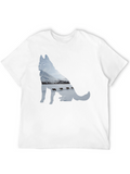 Husky Dog Sledding Graphic Tee - Black