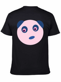 Cute Panda Face Graphic Black T-Shirt