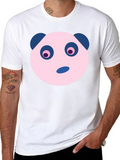 Cute Panda Face Graphic Black T-Shirt