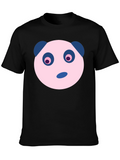 Cute Panda Face Graphic Black T-Shirt