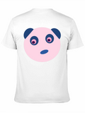 Cute Panda Face Graphic Black T-Shirt