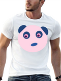 Cute Panda Face Graphic Black T-Shirt