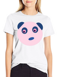 Cute Panda Face Graphic Black T-Shirt
