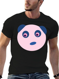 Cute Panda Face Graphic Black T-Shirt