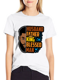 Husband Father King Blessed Man Black T-Shirt