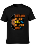 Husband Father King Blessed Man Black T-Shirt