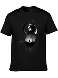 Dark Fantasy Graphic Print Black T-Shirt