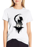 Dark Fantasy Graphic Print Black T-Shirt