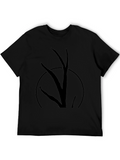 Mens Black T-Shirt with Abstract Tree Design