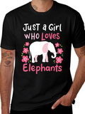 Just a Girl Who Loves Elephants Graphic T-Shirt