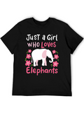 Just a Girl Who Loves Elephants Graphic T-Shirt