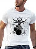 Drummer Anatomy T-Shirt - Musical Vitruvian Man Tee