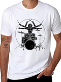 Drummer Anatomy T-Shirt - Musical Vitruvian Man Tee