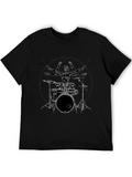 Drummer Anatomy T-Shirt - Musical Vitruvian Man Tee
