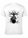Drummer Anatomy T-Shirt - Musical Vitruvian Man Tee