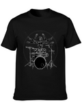 Drummer Anatomy T-Shirt - Musical Vitruvian Man Tee