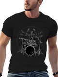 Drummer Anatomy T-Shirt - Musical Vitruvian Man Tee