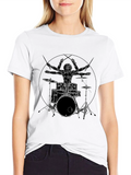 Drummer Anatomy T-Shirt - Musical Vitruvian Man Tee